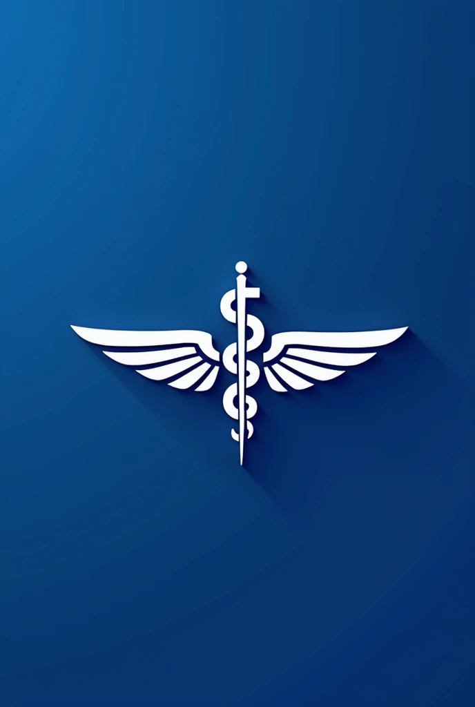 Draw me a logo representing symbols illustrating aviation and the profession of pilot with symbols illustrating medicine and the symbols are merged. I want royal blue and white