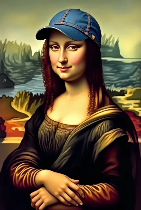 The Mona Lisa with a cap