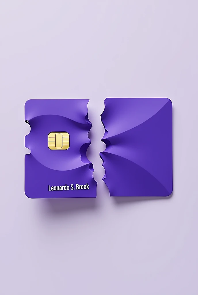  one( unique) Card  "nubank" The color "purple""broken into 3 parts with the name  "Leonardo S .brook"  written on it in a bottomless png image, cardboard with small damage on the edges