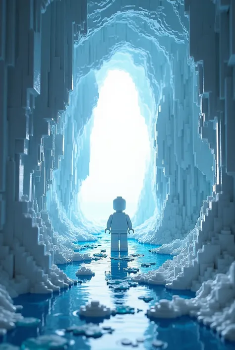 The interior of A Snow Cave with 
Ice made entirely of Legos 


