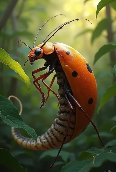 Un insecte né de laccouplement dune coccinelle et dune limace. Linsecte est sexy et sensuel