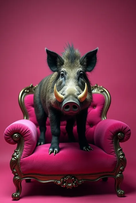 Wild pig on top of SEAT Marbella pink