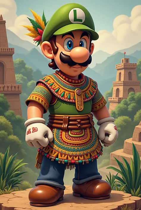 Luigi Inca drawing with Inca theme 