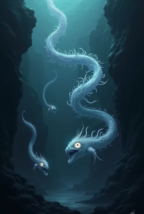 create an image of beings that live at the bottom of the sea