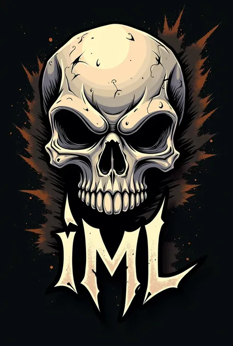 Logo of a metalcore band called: IML, Make a skull in cartoon style