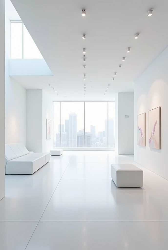 White modern art room with led