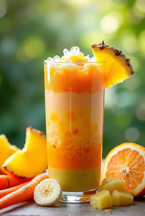 🍍 SMOOTHIE DE PIÑA DE ZANAHORIA 🍍
🥕 1/ 2 cup carrots , picadas
🍍 1/ 4 cup pineapple , picado
🍌 1 plátano
🍊 1/ 4 cup orange , pelada y segmentada
🍯 1 cucharada de miel
🥛 1 taza de leche de almendras
🧊 Cubos de hielo