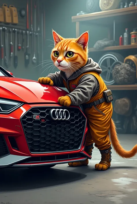 genre moi un chat qui travaille sur une audi rs