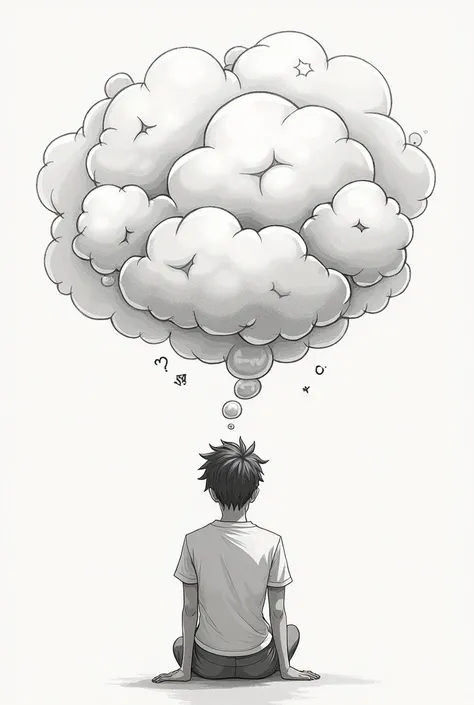  you could generate a drawing of someone thinking and that has clouds on top (When I say clouds is to thought clouds )