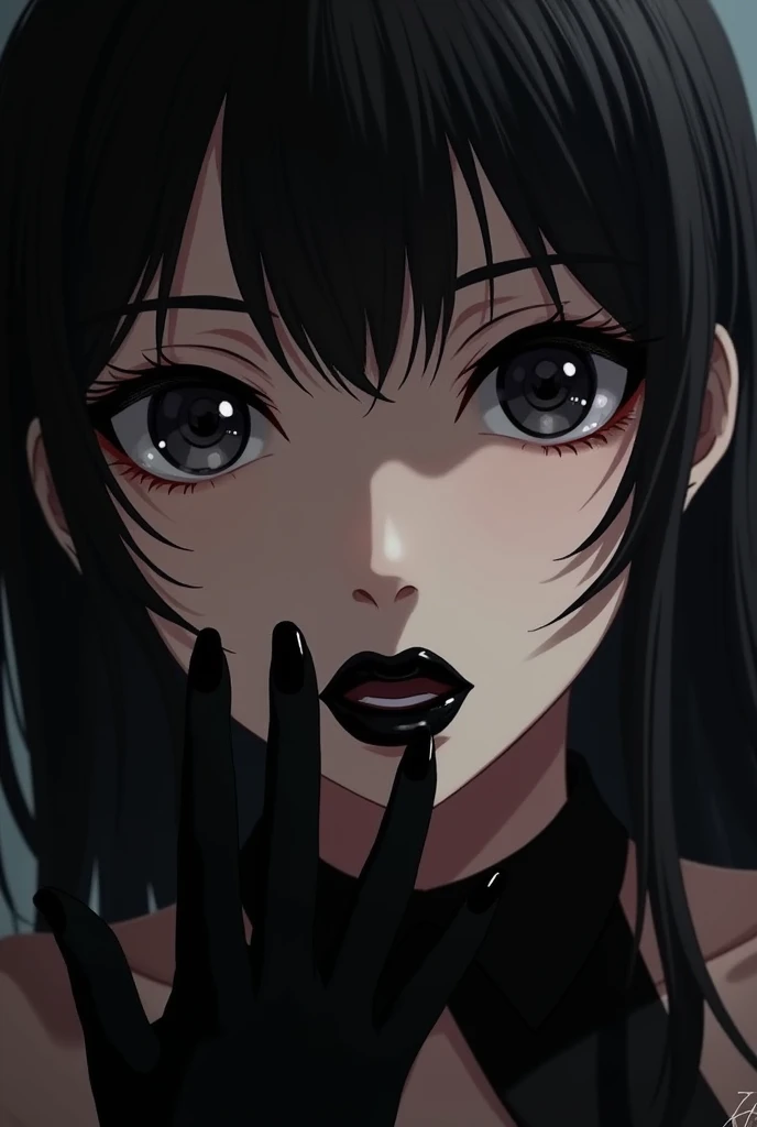 Mizuhara Chizuru applied black lipstick and nails
