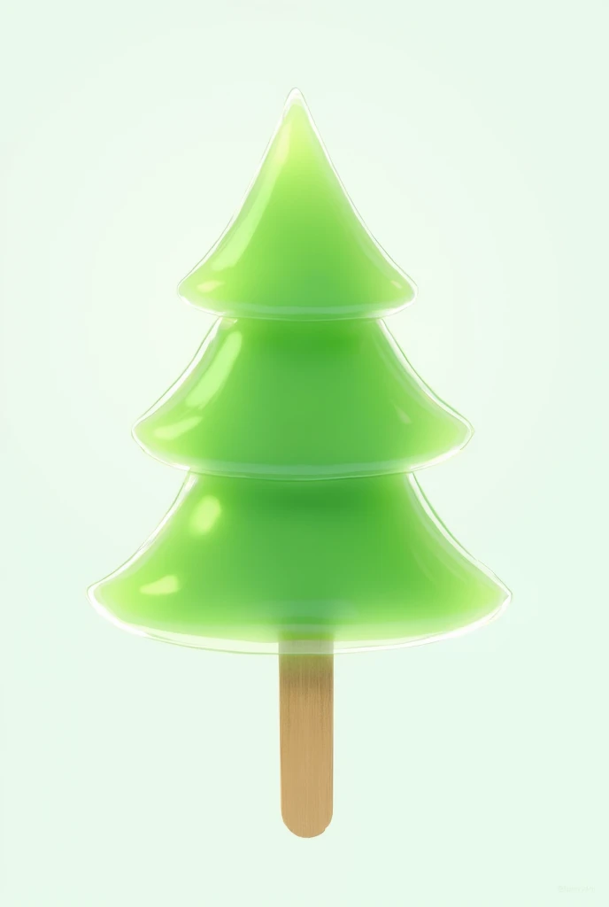 
Green popsicle in the shape of a Christmas tree, in 2d drawing, transparent and in simple shape