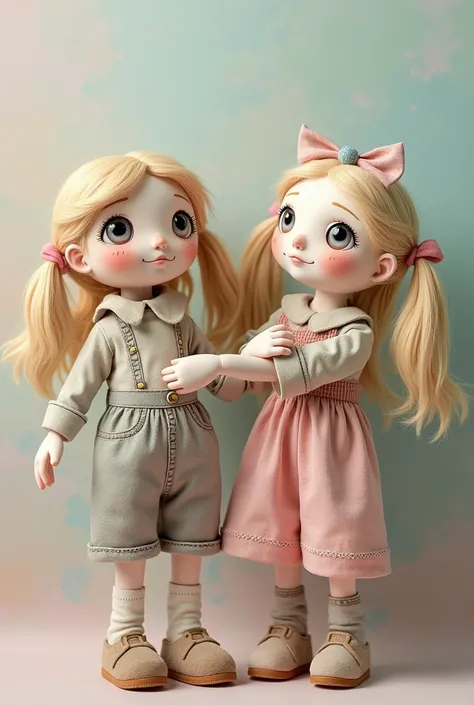 Very defined rag dolls with lots of animated details and on a pastel background