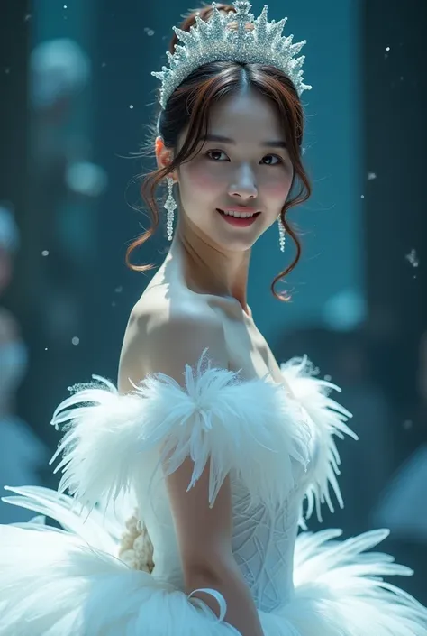 Kim Taeyeon ,  the leader of the GIRLS GENERATION group dressed as a ballet dancer for the performance of the play " Swan Lake " Where do you focus on the beauty of your face  (If real face),  body delicacy and especially the white swan outfit.