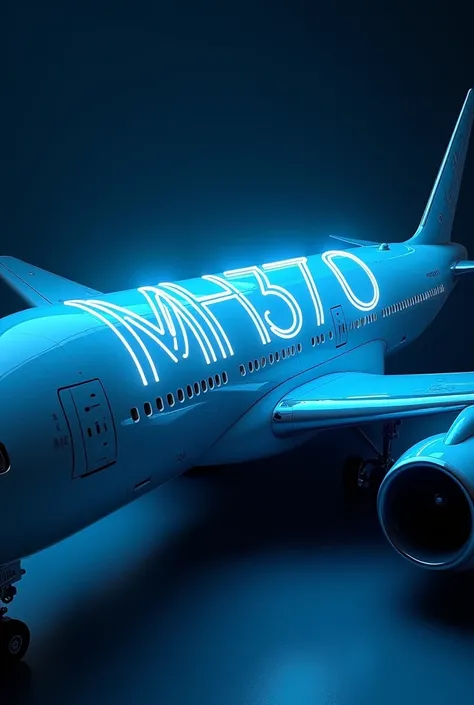 a real plane designed for a cover and in the blue neon title that says MH370