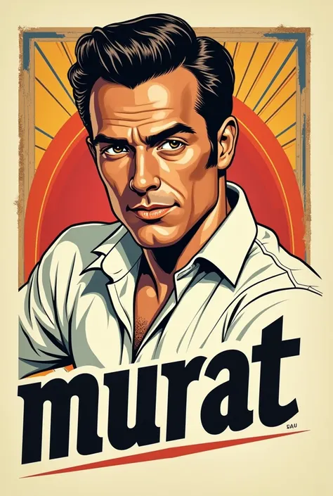 T-Shirt Design,pin Up, Retro 50s, vintage, text (Text: "MURAT"), Man instead of woman 