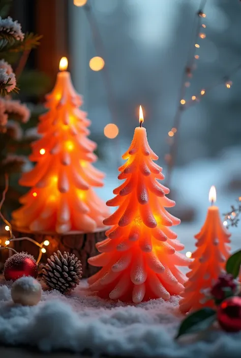 Generate an advertising video about candles in the shape of a Christmas tree