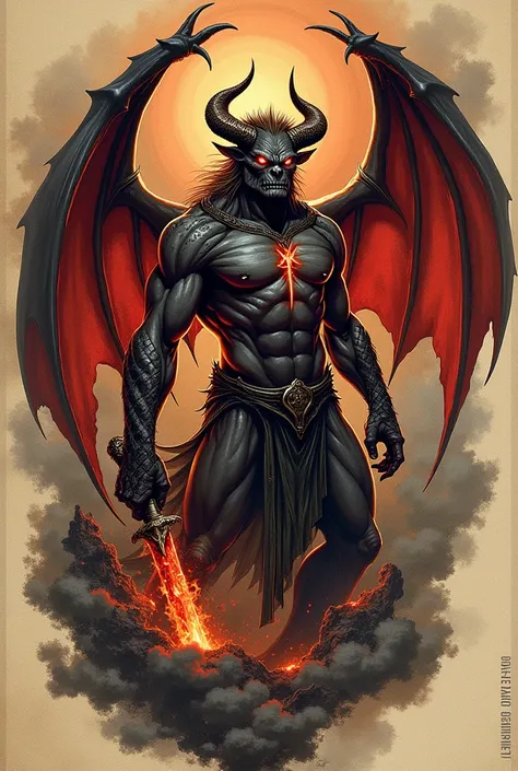 Half-body Balrog Lord of the Rings tattoo style ideas 
