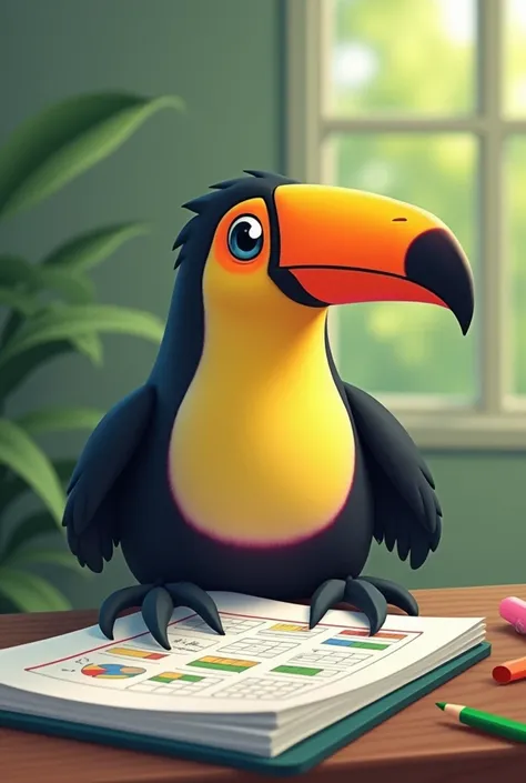 Toucan making a spreadsheet in Excel in animation format 