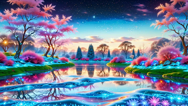 A Masterpiece In 32K Resolution, Supreme Quality, Super Detail, Official Art, Very High-Resolution 32K Wallpaper, Beautiful And Aesthetic, Ultra-Detailed Features, Awe-Inspiring Detail. A Magical Garden Filled With Crystals That Grow Like Trees, Their Bran...