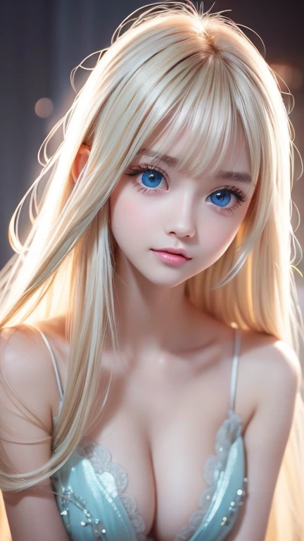  extraordinary sexy beauty、A stunning blonde beauty、Beautiful calm and bright expression、Sexy and refreshing impression、 perfect beautiful cute innocent first time with long bangs 々Pretty Little Face 、 shiny long platinum blonde super long straight silky h...