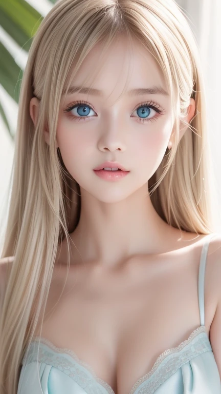  extraordinary sexy beauty、A stunning blonde beauty、Beautiful calm and bright expression、Sexy and refreshing impression、 perfect beautiful cute innocent first time with long bangs 々Pretty Little Face 、 shiny long platinum blonde super long straight silky h...