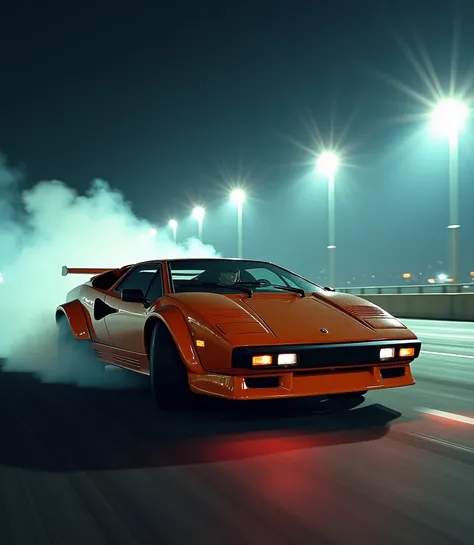 90s panavision movie optic, lamborghini drifting