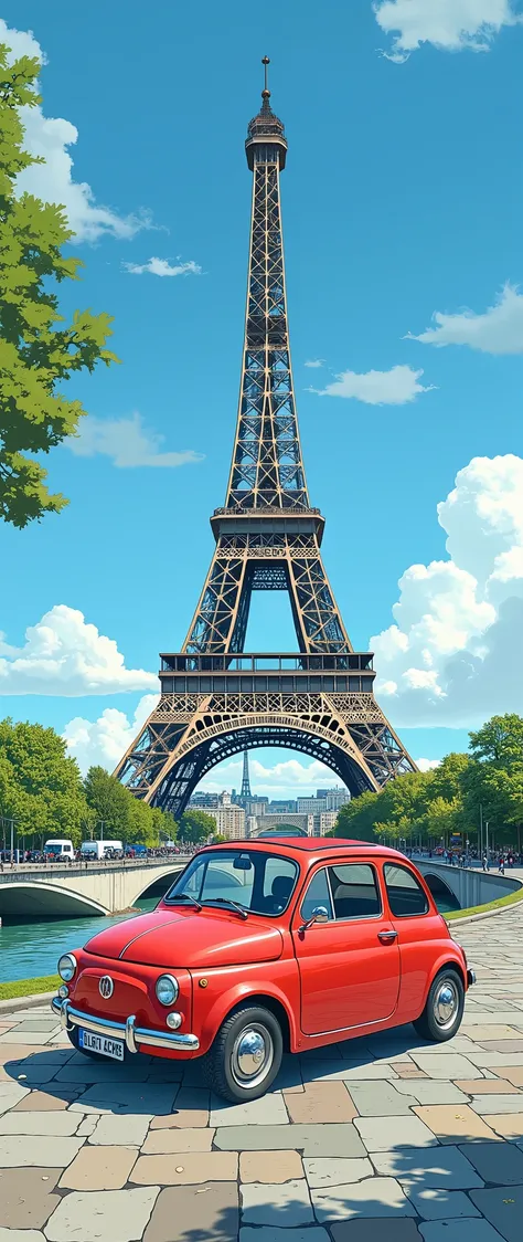 (  masterpiece on penis :1.2,  top quality),(  very detailed),  anime style,8k,16k, wallpaper,(Fiat 500:2.0),Beautiful blue sky,(France:2.0),( Eiffel Tower:2.0),( dynamic :2.0)