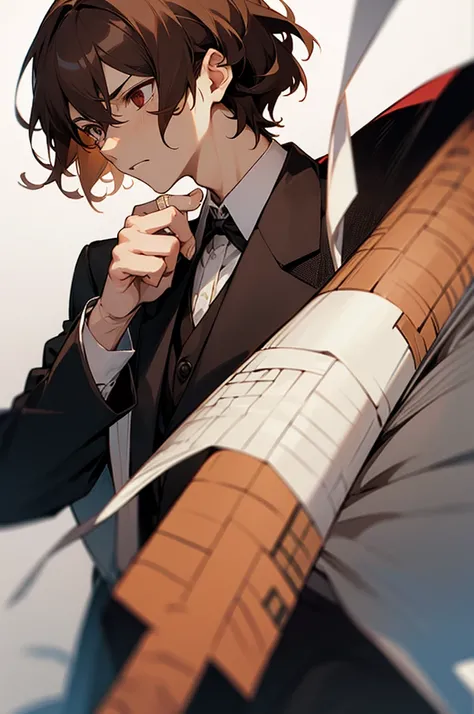 Adult, male, Serious Expression, Dazai clothing bandages, Brown Hair