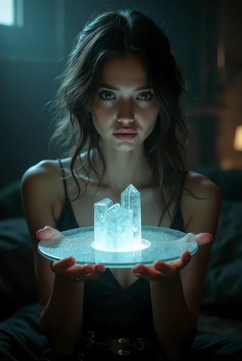 Sexy woman holding a wheaton crystal plate 