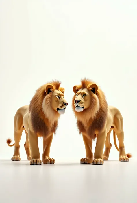 There lions in a white background