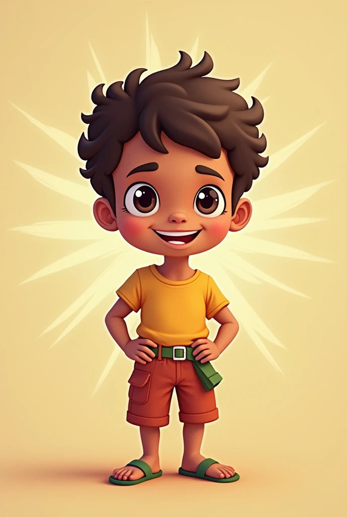 Inspire the visual mascot of a village boy, to radiate positive energy and cheerfulness ,  so as to attract the attention of ren and parents .  This design is expected to help convey positive messages about circumcision in a fun and -friendly way.