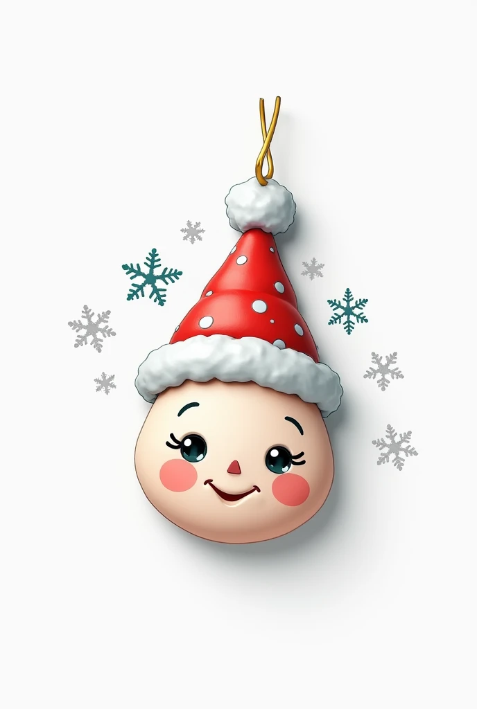 A Christmas ornament of Christmas sticker, isolated in clean white background, snowflakes patterns  various view, silver, realistic cartoon, 4k, model, natural colors, 3d, cute,  sticker, isolated in white, happy, isolated white in background , happy, cute...