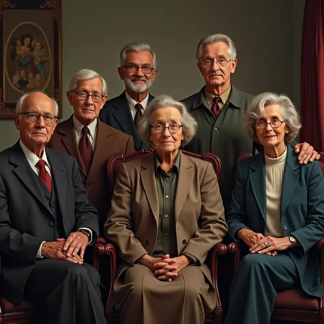 create a portrait of Faithstone Congregants  , Various ages - The loyal members of Grayson’s church - American -background home -Style filmic and square