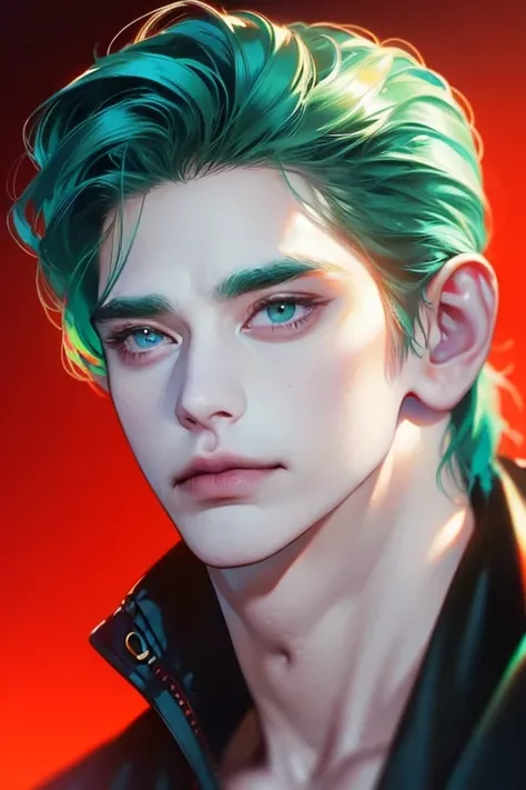 (best quality,4k,8k,highres,masterpiece:1.2),ultra-detailed,(realistic,photorealistic,photo-realistic:1.37),36 year old man,3 day beard,handsome anime,portraits,strong,masculine,dark green  hair,sharp jawline,mesmerizing eyes,perfectly styled hair,cool ani...