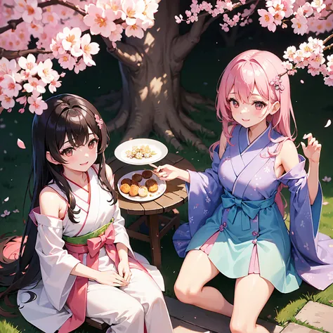 Girls under the cherry tree， thrive ，People are more beautiful than flowers。Their delicate fingers caressed the cherry blossom petals.，Like a graceful dance， It attracted the attention of those around her  。One of the girls named Xiaoxia，Beautiful as a flo...