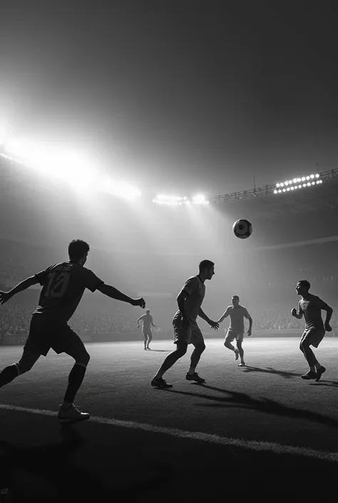 Football match in black and white 