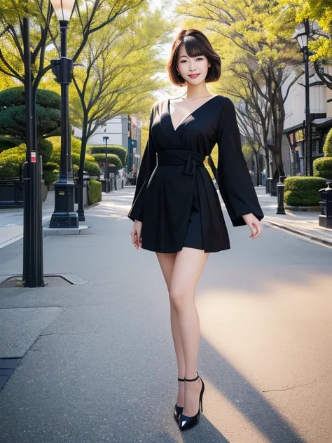  hyperrealistic 8K,  ultra-high definition and realistic depiction , Im wearing , fashion photography, (Full body leg shot ),  Japanese woman standing, Vintage and beautiful Japanese female models,  full-body image of a Japanese woman in an empty park , Ha...