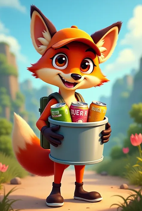 Fox from Dora the Explorer with a bucket of beers