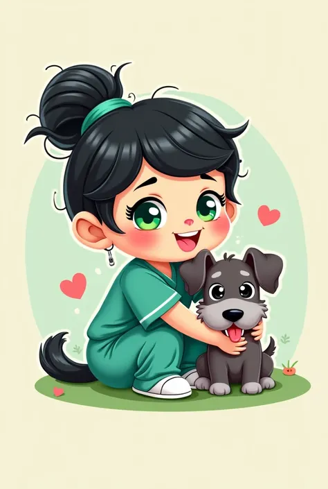 A surgical cap company called Titta Stori, which has as its avatar a chubby girl with green eyes and black hair and as a pet a schnauzer dog. 