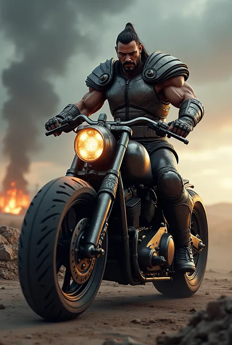 God of War Ares on a motorbike
