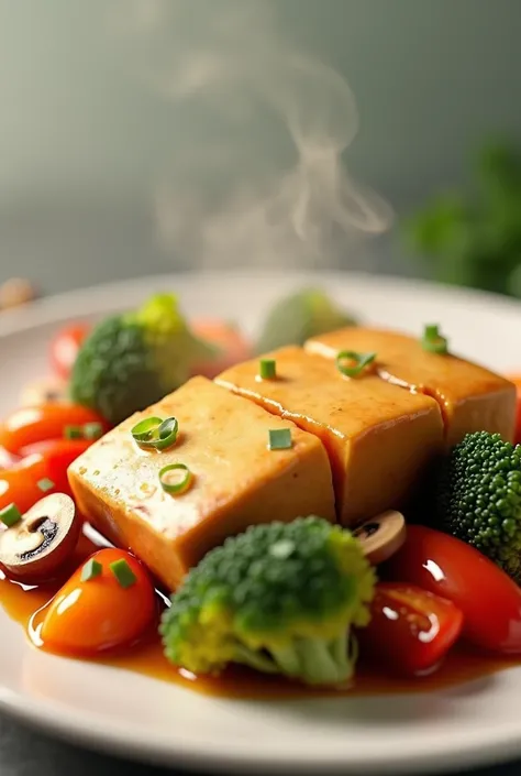 Sautéed tofu and vegetable fomix mockup helps to generate this animated image 