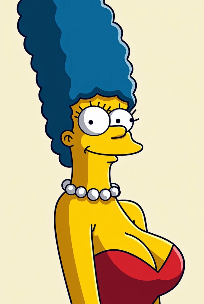 marge simpson, "marge simpson", [marge simpson],  beautiful 28-year-old woman , seductive, and provocative ,  two-dimensional drawing style , simple lines , (Original face of Marge Simpson ) Marge Simpson cuckold .