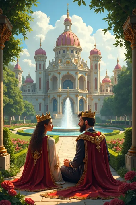 Visual: A grand palace with a king and queen sitting together in the royal garden.

Narration/Text:
One day, the king asked the queen, "Dear queen, tell me, what is the most valuable thing in the world?"

Queens Dialogue:
"My king, the answer is very simpl...