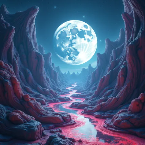 Create amazing 4D abstract art with a huge full moon 