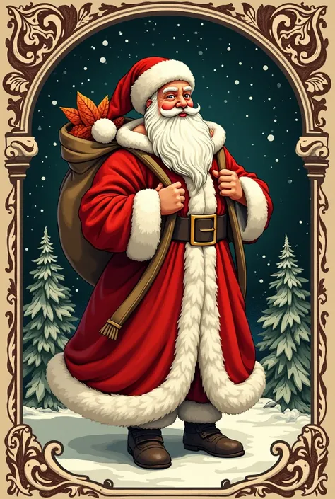 albrecht dürer woodkut about Santa Claus retro style in woodkut style