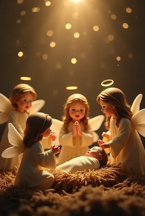 Small Angels singing gloria in nativity of Jesus 