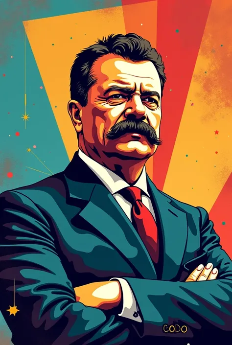 A vibrant and cheerful pop art style illustration featuring Theodore Roosevelt, the renowned statesman and 26th President of the United States, with his quote: Do what you can, with what you have, where you are. The artwork showcases bold, colorful geometr...