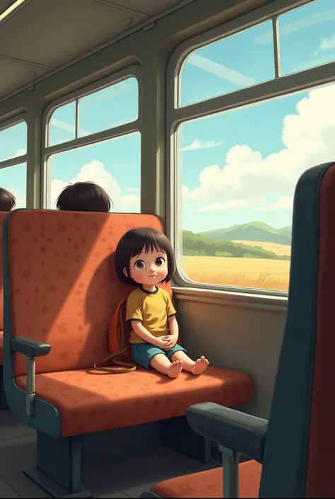 enfant fille assis dans un bus de voyage avec ceinture illustration