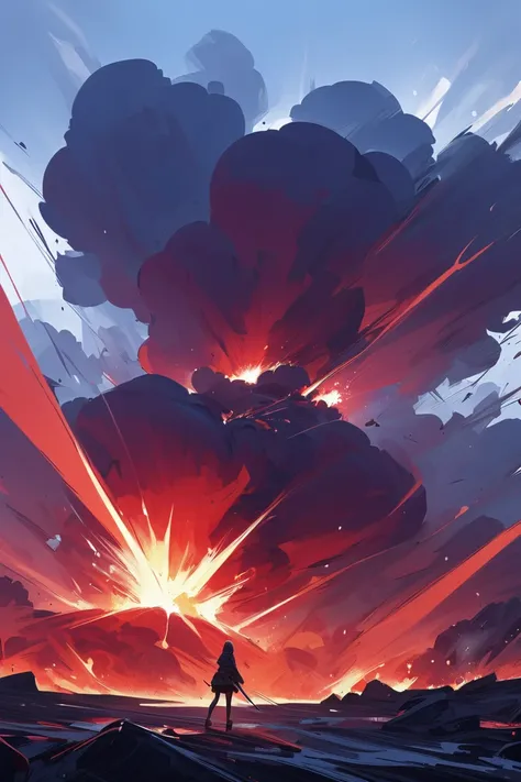 (masterpiece, best quality:1.2), 1 girl, unique, volcanic eruption, volcano exploding from crotch, smoke, lying down horizontally