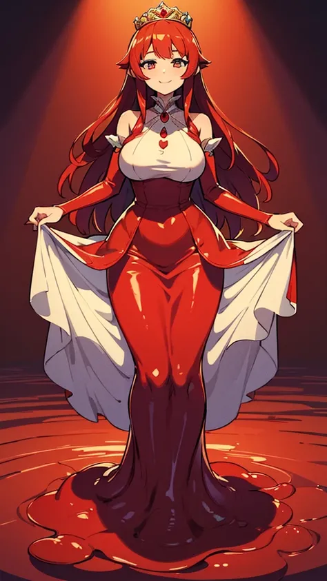 ((masterpiece,best quality,ultra-delicate,Perfect Face,detailed eyes,16k,high resolution,very beautiful girl)),((red slime body ,melting legs,Best Anime,melting body,melting breasts)),sharpnes,clear,The Art of Phenomenal Depictions,melting red long hair,(1...